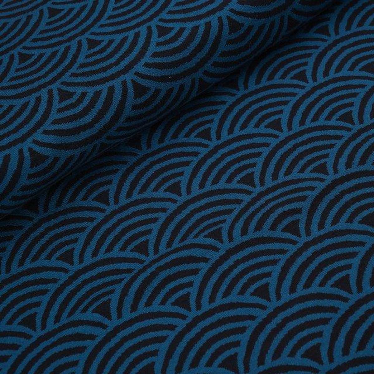 Økologisk bomullsjacquard, regnbue petrol