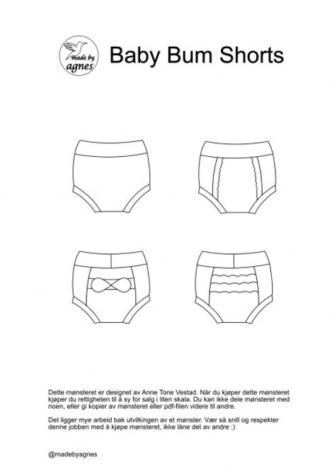 Hovedbilde PDF-mønster Baby Bum Shorts