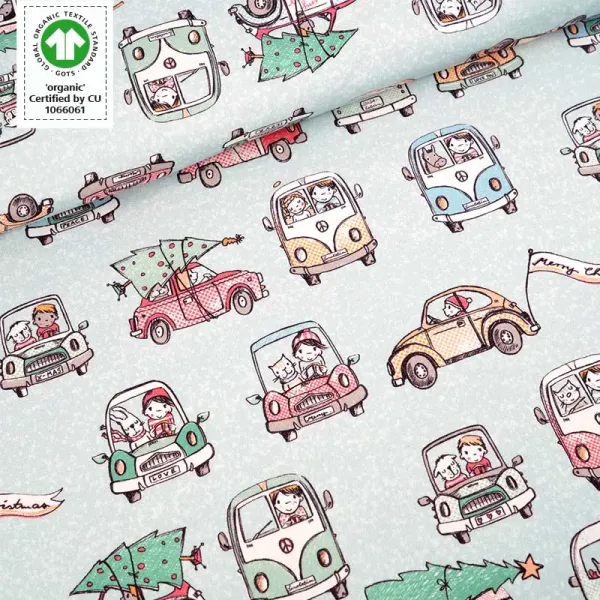 Hovedbilde Økologisk bomullsjersey, driving home for christmas