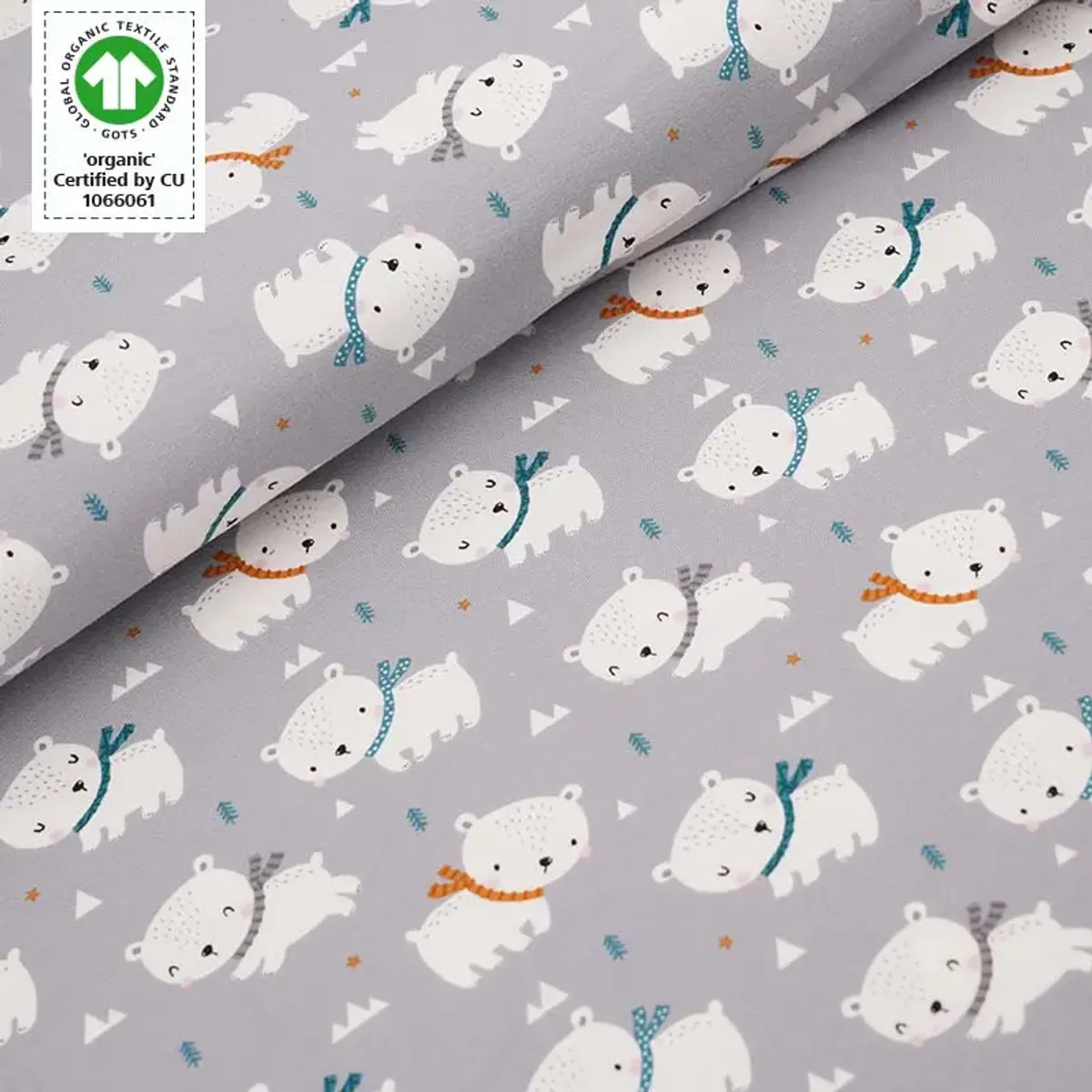 Økologisk bomulljersey, isbjørn grå