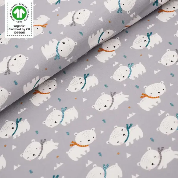 Hovedbilde Økologisk bomulljersey, isbjørn grå