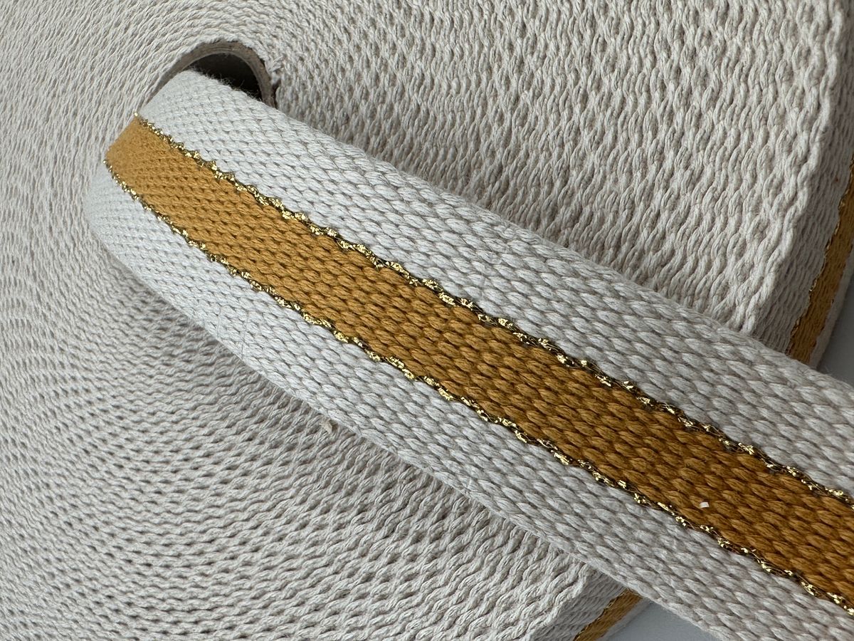 Bånd med glitter, sennepsgul